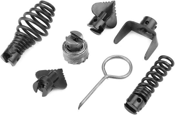 7Pcs Combination Cutter Head Set for Drain Cleaner, 16mm Manganese Steel Blades, 6 Cutter Heads & 1 Key