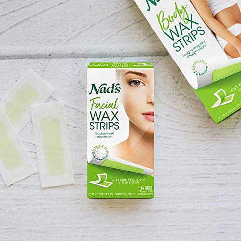 Nad's Facial Wax Strips, Fragrance Free, 48 Count (Pack of 2)