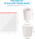 80 Count Ultra Thick Heavy Duty Plastic 15 Gallon Drawstring Trash Bags, White Leak Proof Garbage Bags