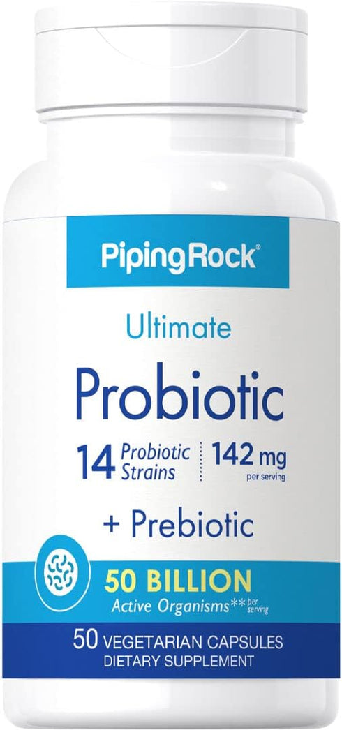 Piping Rock Probiotic Multi Enzyme | 50 Capsules with 50 Billion Active Organisms, Non-GMO & Gluten Free Supplement