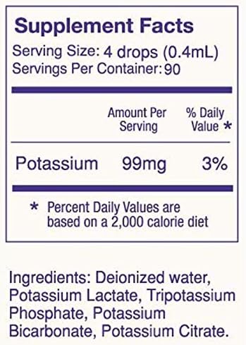 ALKAZONE Liquid Potassium+ - Concentrated Liquid Supplements for Faster Absorption, Tasteless Flavorless, 1.25 Oz, Pack