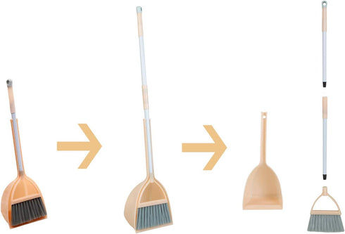 Mini Broom with Dustpan for Kids - Little Housekeeping Helper Set (Light Orange)