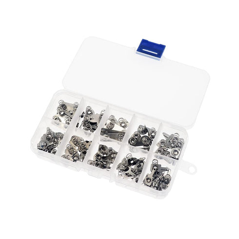 jiuxinyun 80PCS 10 Types AAA Replacement Metal Batteries Spring Contact Plate Silver for Batteries