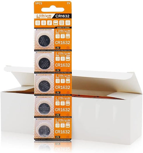 Cotchear 5pcs/Pack CR1632 Button Battery - 3V Lithium Coin Cell Batteries for Electronic Watch Remote