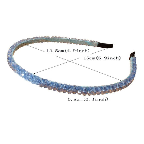Fashion Super Shiny Women Two Rows Champagne Crystal Beads Headband, Rhinestone Beaded Hair Accessories