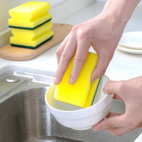 Multifunction Scrub Sponge, Green 10 pcs, Protects Nails and Fingers, Removes Tough Stains and Grease