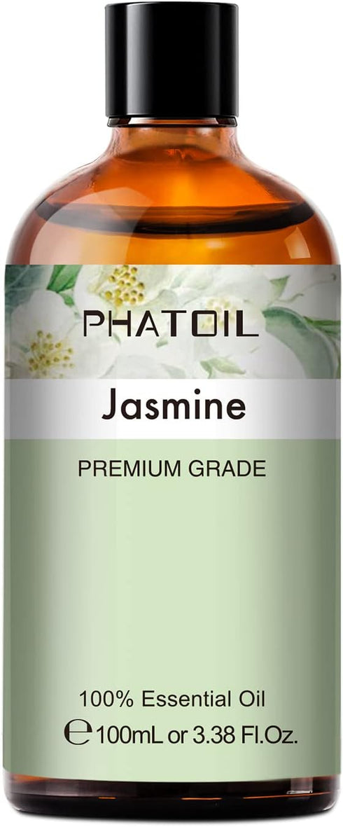 3.38 FL OZ Jasmine Essential Oil with Glass Dropper for Aromatherapy, Diffusers, DIY Candle and Soap Making