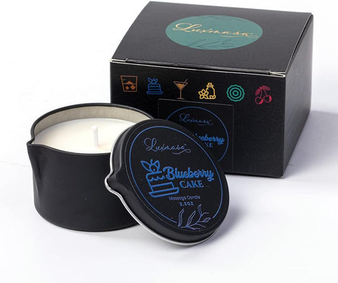 Organic Soybean Wax Essential Oil Infused Massage Oil SPA Candle for Couples, Blueberry Cake Scent 2.35OZ