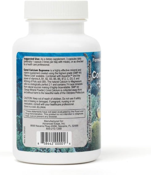 Bobs Best Coral Calcium Supreme, 100% Pure Marine Coral, 90 Capsules, Pack of 1