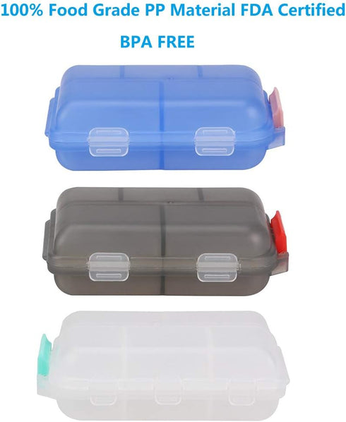 YEEHO (3 Pack) 10 Pill Case - Portable Small Supplements Tablet Container Box with Compartments - Medicine Capsule