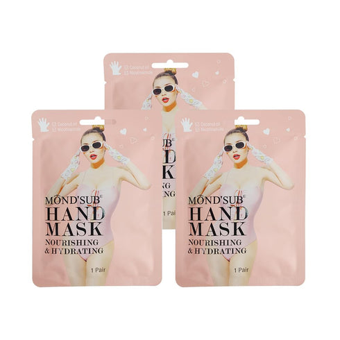 MOND'SUB Moisturizing Hand & Foot Masks, 3 Glove & 3 Socks for Dry Hands and Cracked Heels with Argan Oil