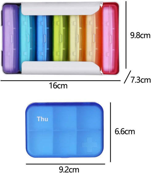 SHUNCHG 7 Set 6 7 42 Piece Pill Organizer Times a Day, Weekly Pill Case, Pill Organizer with Labels, Travel Pill