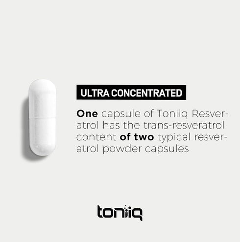 Toniiq Ultra High Purity Resveratrol Capsules - 98% Trans-Resveratrol, 60 Caps Supplement