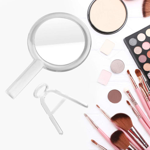 Double Sided Hand Held Makeup Mirror - 1x & 7X Magnification with Adjustable Stand, Clear