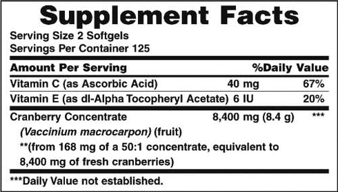 Nature's Bounty Triple Strength Cranberry w/Vitamin C Softgel - 250ct, 0.18 Bottle