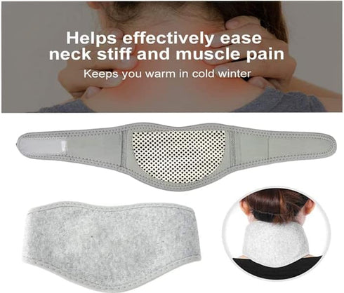 Neck Brace with Heating Pad, Self Heated Support Wrap for Cervical Spine Pain Relief, Natural Physical Therapy (Grey)