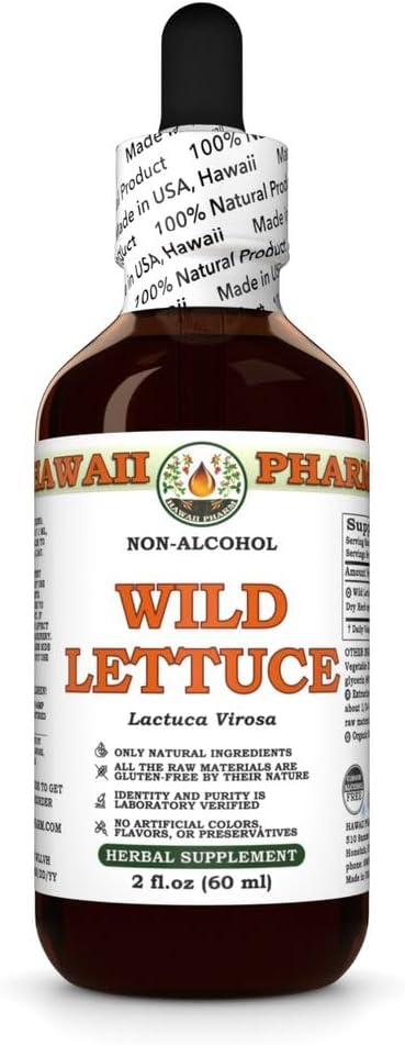 Hawaii Pharm Wild Lettuce (Lactuca Virosa) Dry Herb Glycerite, All Natural, Vegan, Lab Tested