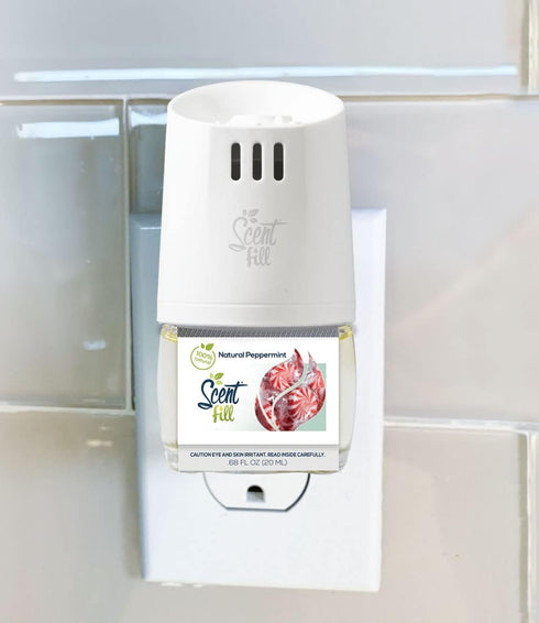 Scent Fill 100% Natural Fresh Peppermint Plug in Starter Kit, 4 Refills & Diffuser