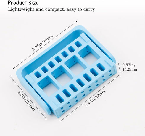 KOOBOOK 2Pcs 16 Holes Acrylic Nail Art Drill Bit Holder, Exhibition Stand Organizer (Gray)