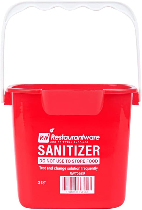 Restaurantware RW Clean 3 Quart Cleaning Bucket 1 Detergent Square Bucket - With Measurements Built-In Spout And Handle Red Plastic Utility Bucket For Home Or Commercial Use