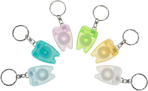 20Pcs Portable Dental Floss Key Chain, Tooth Shaped Flat-Line Design Cleaning Oral Care Hygiene 15M Length