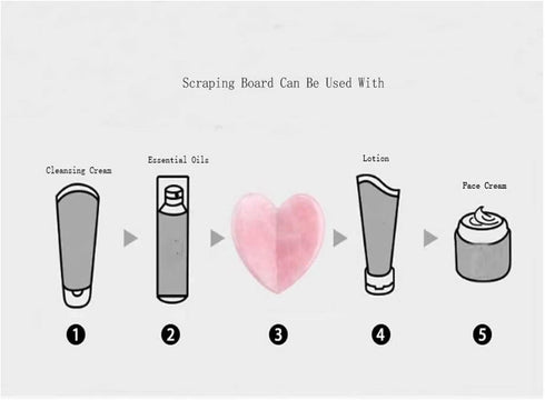 ZHDECOR Healing Crystal Rose Quartz Heart Love Massage Tool Natural Gemstone Gua Sha Board Facial Scraping Massager
