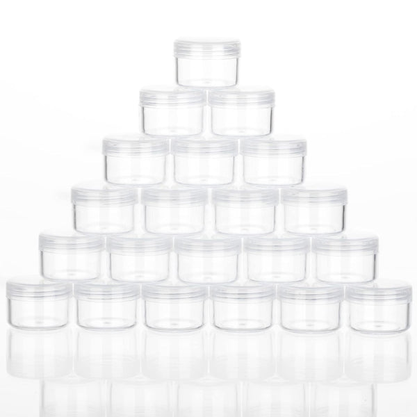 ZEJIA Mini Makeup Containers 5 Gram with Lids, Empty Plastic Travel Cosmetic Containers with Labels (25 Count, Clear
