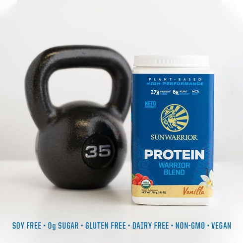 Sunwarrior Vegan Organic Protein Powder, Plant-Based BCAA Amino Acids, Vanilla, 17 Servings, Non-GMO