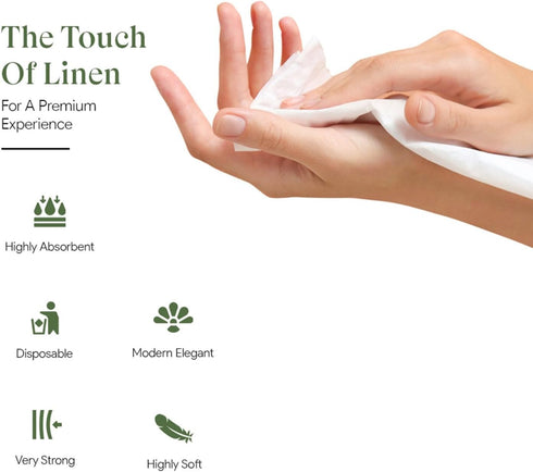 100 Disposable Linen Feel Guest Towels, Highly Absorbent Paper Hand Towels for Bathroom, 12" X 17" (Pack Of 100)