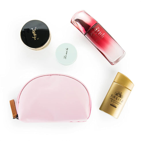 Hekyip Half Moon Cosmetic Beauty Bag, Handy Makeup Pouch for Travel for Women (PINK)