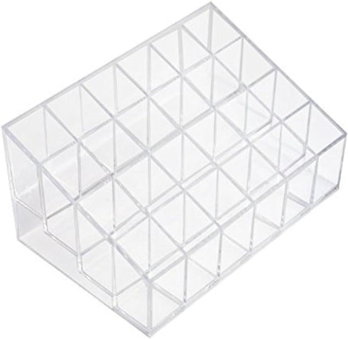 Transparent Cosmetic Makeup Organizer, Clear 24 Lattices Lipsticks and Lotion Storage Display Holder