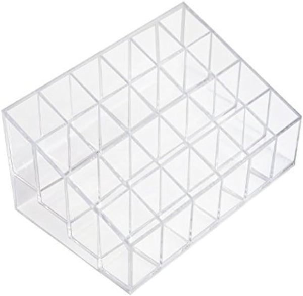 Transparent Cosmetic Makeup Organizer, Clear 24 Lattices Lipsticks and Lotion Storage Display Holder