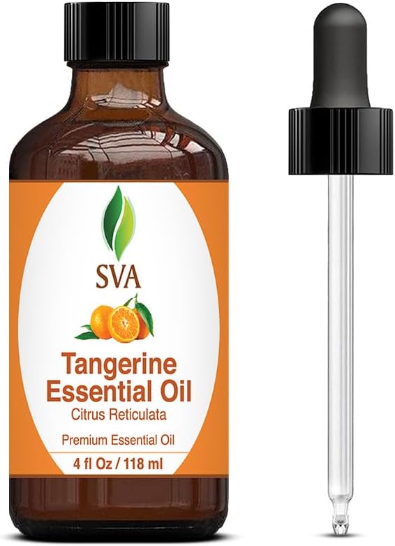 SVA Tangerine Oil - 4 oz (118 ml) - Premium Essential Oil with Dropper for Diffuser & Skin Care
