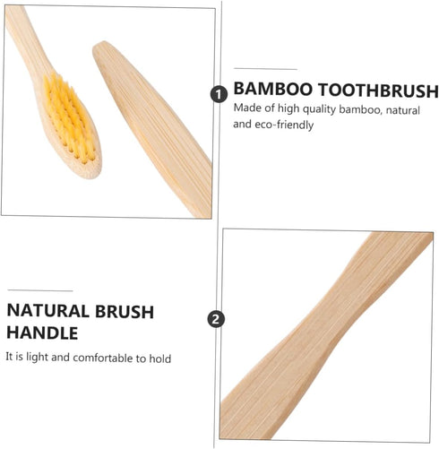 Ipetboom 10pcs Set Bamboo Toothbrush Kit for Adults Natural Charcoal Bristles Eco-Friendly Travel Toothbrush