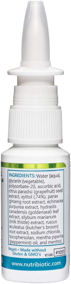 NutriBiotic Nasal Spray Plus, 1 Fl Oz, Nasal Lubricant with GSE, Xylitol & Botanical Extracts