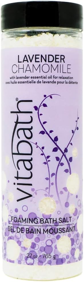 Vitabath Lavender Chamomile Foaming Bath Salts, Relaxing Bubble Aromatherapy for Muscle & Body Ache Soothing