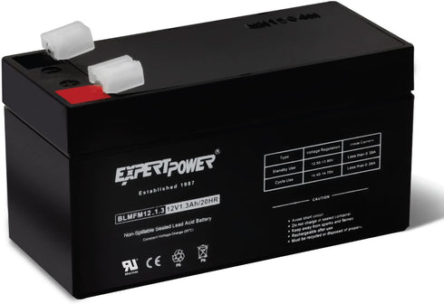 ExpertPower 12V 1.3Ah SLA Rechargeable Battery with F1 Terminals (EXP1213)