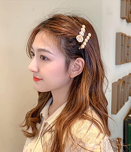 Pearls Hair Clips Pins for Women, Trendy Barrettes for Thick Thin Hair, Bling Hairpins, Styling Tools Accessories