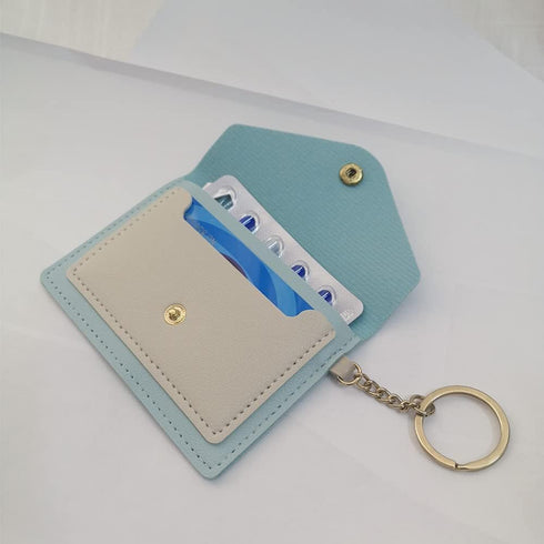 Light Blue PU Leather Birth Control Pill Case & Medicine Wallet