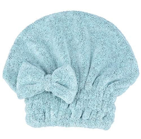 Microfiber Hair Drying Towels, Head Wrap with Bow-Knot Shower Cap, Hair Turban for Curly Long & Wet Hair