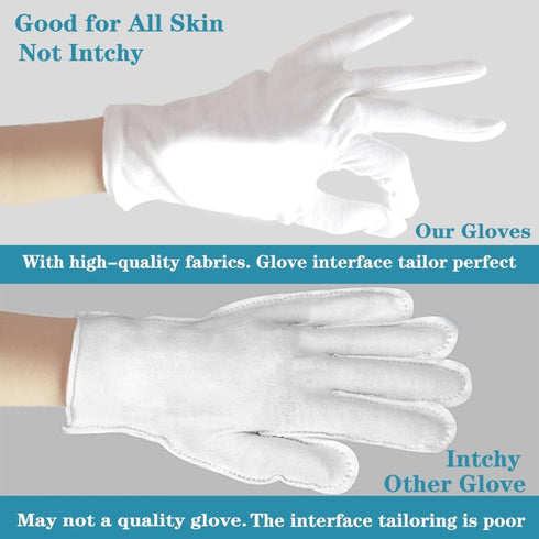 White Cotton Glove 8 Pieces, Washable Eczema Moisturizing Glove for Sleeping, One Size Fit Most Overnight