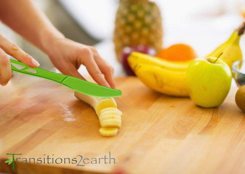 Compostable Knives - Made from Corn - Box of 200 (7.6 Inches) - Green - Large, Heavyweight, Plant based, Non-GMO, Earth Friendly, Heavy Duty, Heat Resistant, Biodegradable Cutlery by Transitions2earth