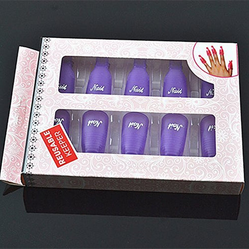 HIGHROCK 10Pcs Acrylic Nail Art Polish Remover Wrap Cleaner, Superior Clip Caps (Purple)