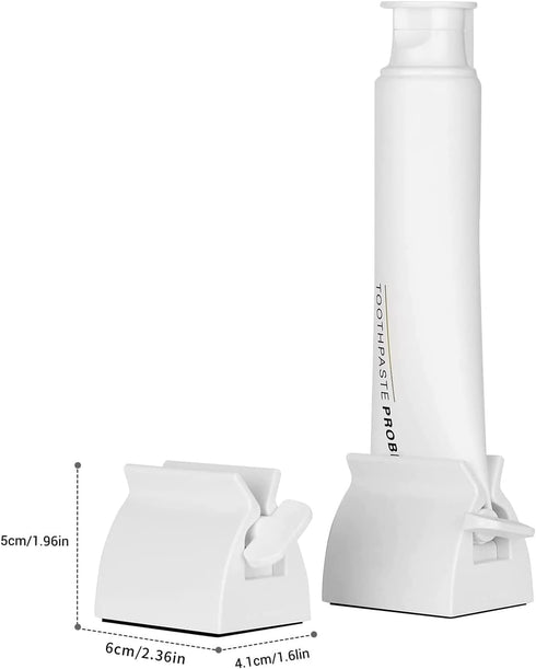 2pcs Toothpaste Squeezer Rolling Tube Holder Stand for Bathroom Accessories (White)