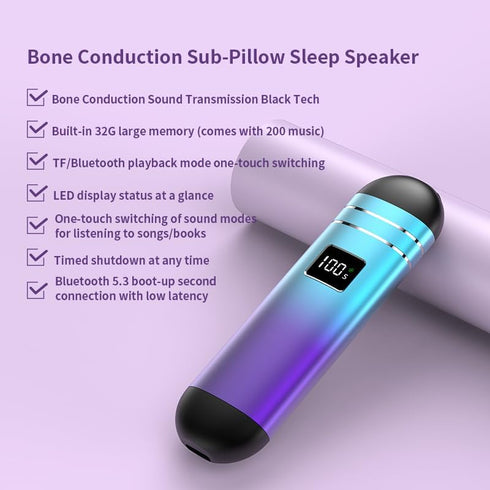 SERENAGLOW Portable Bluetooth Sound Machine with Bone Conduction Speaker, Mini Portable Sleep Aid, Bluetooth Pillow