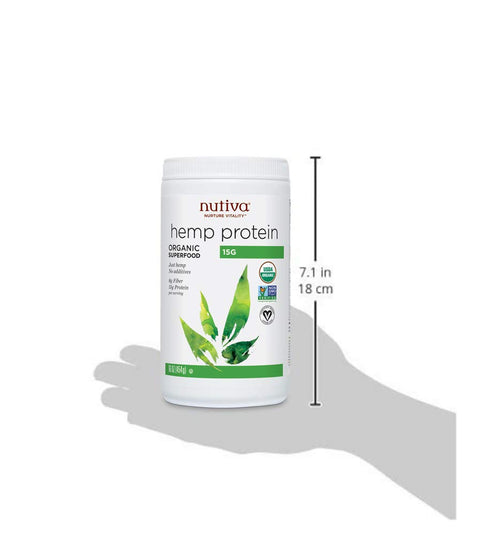 Nutiva Organic Cold-Processed Hemp Protein, Non-GMO Canadian Hempseed, 15g, 16 Ounces
