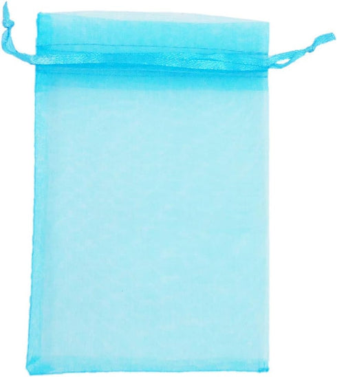 ATCG 25pcs Large Drawstring Organza Bags, 12x16 Inches Aqua Blue Pouches for Decoration Festival Wedding Party Favors