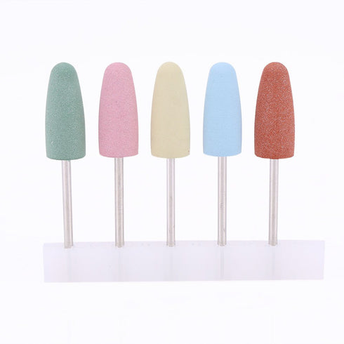Silicone Nail Grinder Drill Bit, 5pcs Professional Nail Art Polisher Tools for Gel Remove and Smoothing