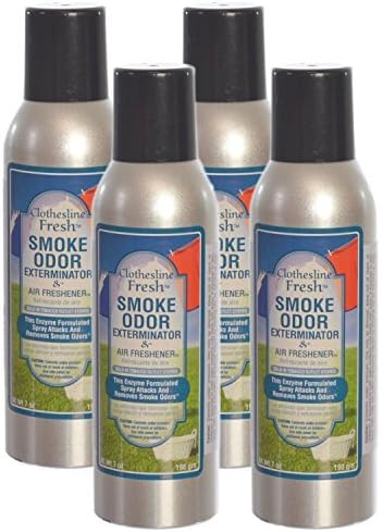 Smoke Odor Exterminator Removes Cigar/Cigarette/Pipe/Tobacco Smells 7oz Spray Air Freshener, Clothesline Fresh (4-Pack)