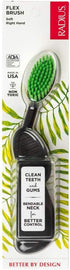 RADIUS Toothbrush, Flex Brush, Soft Bristles, Right Handed, Black with Green Bristles, BPA Free & ADA Accepted